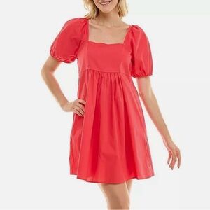 Draper James Womens XXL Coral Puff Sleeve Smocked Fit & Flare Plus Size Feminine